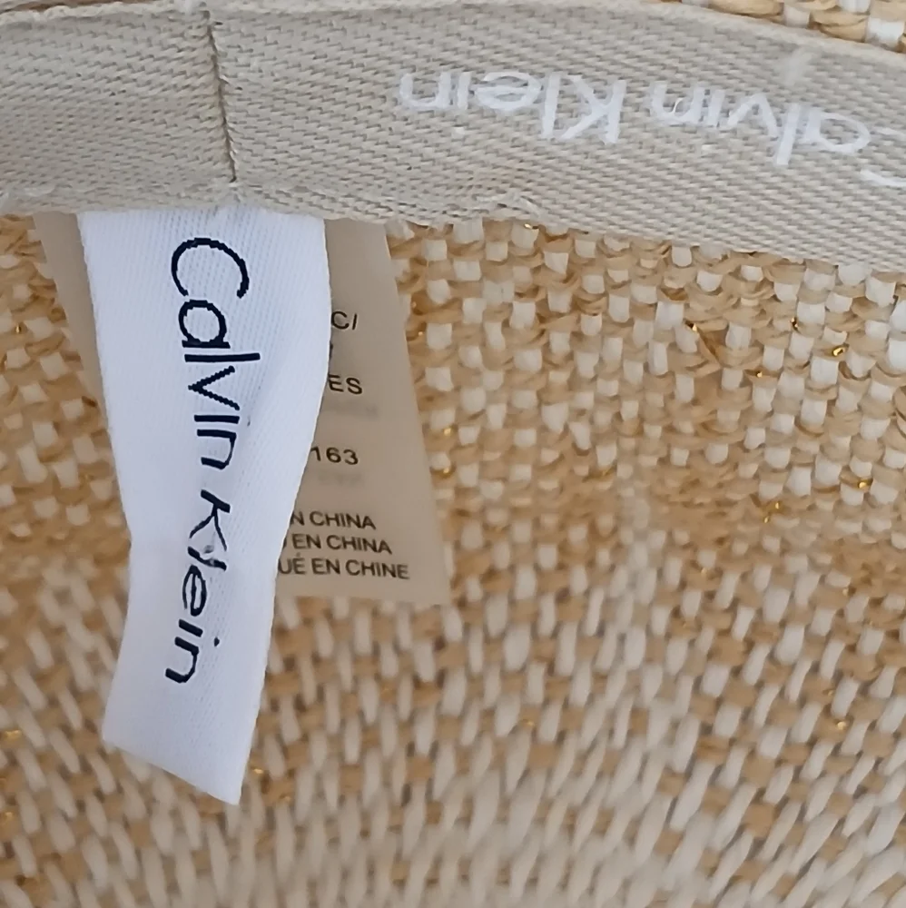 Natural Woven Straw  Paper Mettallic Wide Brim Hat - Picture 8 of 11